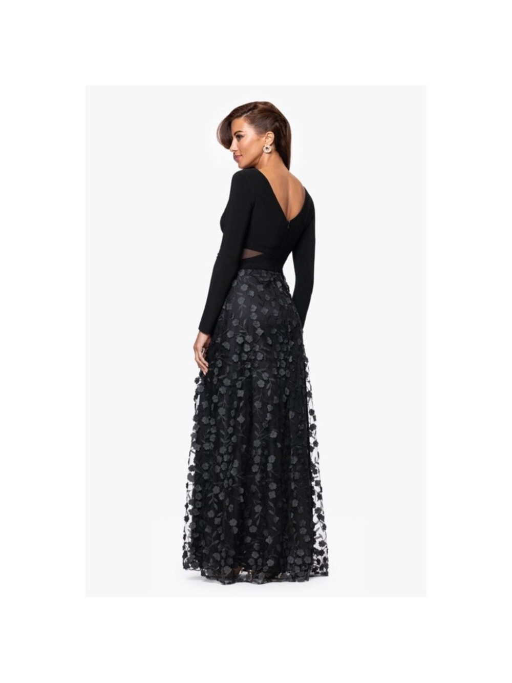 Xscape Formal Evening Gown Size 8 Black Wedding Romantic Cocktail Party Dress - Picture 3 of 7